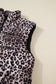 Brown Leopard Quilted Full Zipper Casual Puff Vest