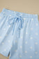 Sky Blue Exposed Seam Detail Polka Dot Loose Tee Drawstring Shorts Set
