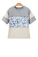 Gray Raw Seam Color Block Camouflage Patchwork Casual Tee