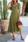 Green Polka Dot Print Lacy Neckline Smocked High Waist Maxi Dress
