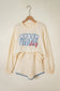 Beige Game Day Crewneck Long Sleeve Pullover Athleisure Short Sets