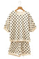 Green Polka Dot Oversized Top Drawstring Short Set