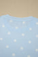 Sky Blue Exposed Seam Detail Polka Dot Loose Tee Drawstring Shorts Set