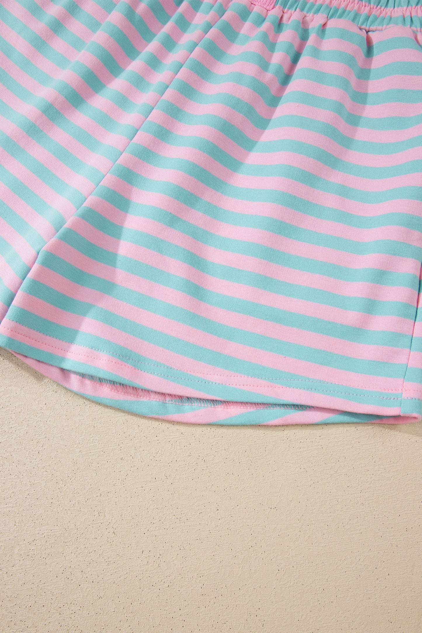 Yellow Stripe Color Block Detail Long Sleeve Pullover Elastic Waist Pull On Shorts 2pcs Set