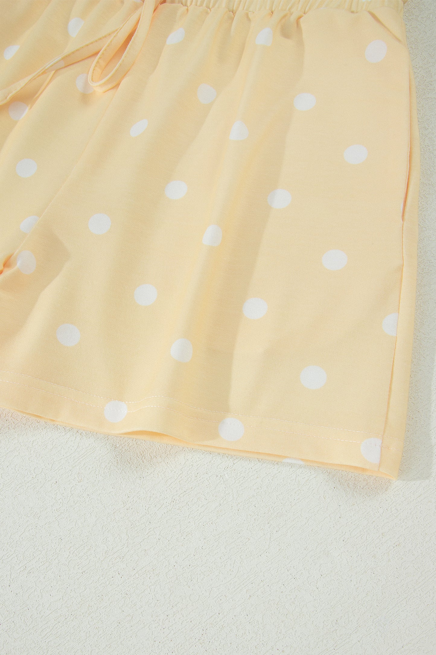 Sky Blue Exposed Seam Detail Polka Dot Loose Tee Drawstring Shorts Set