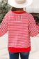 Orange Stripe Exposed Seam Drop Shoulder Casual Pullover Top
