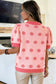 Rose Red Polka Dot Puff Short Sleeve Sweater Top