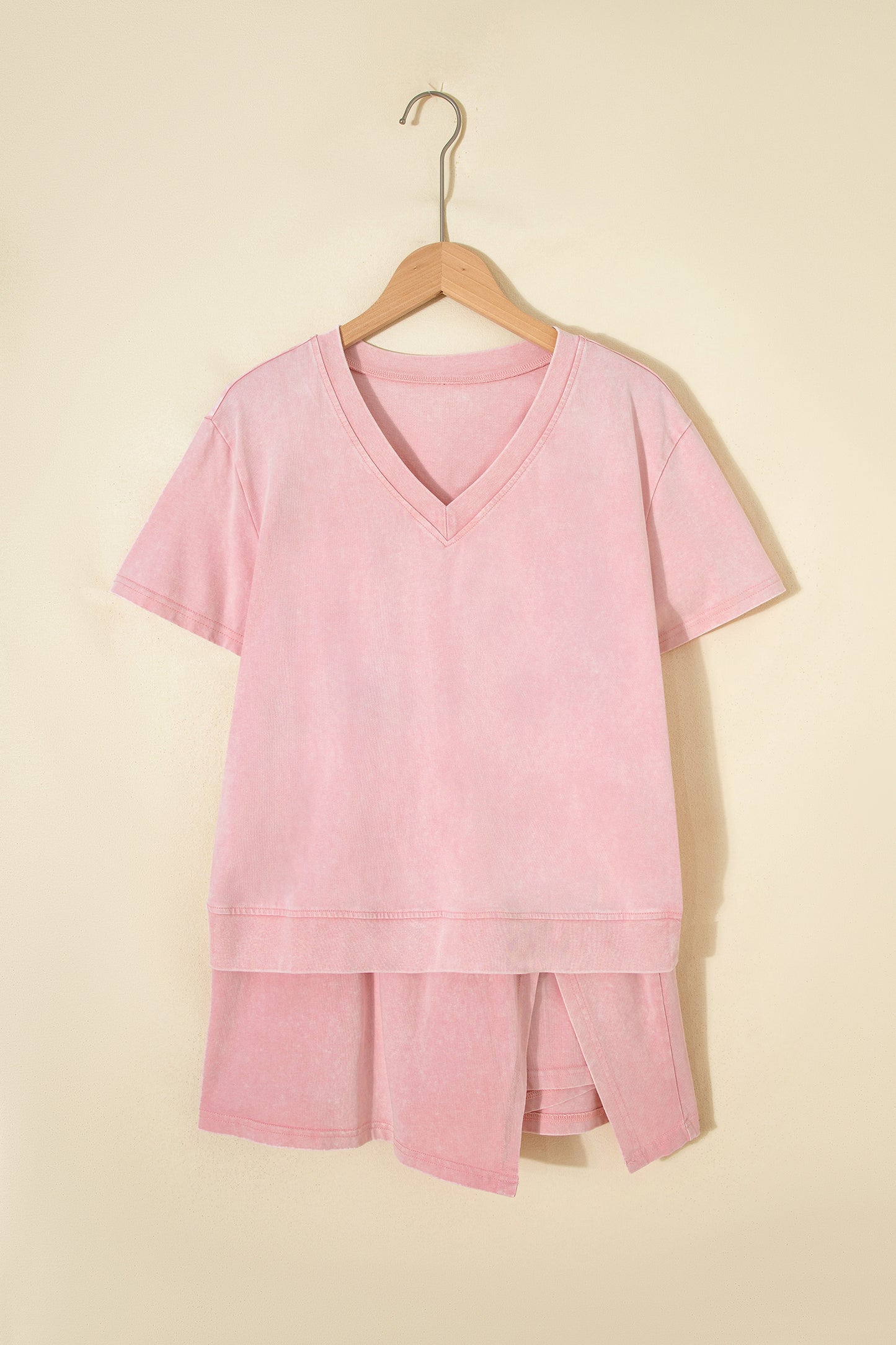 Beau Blue Mineral Wash V Neck Tee Matching Skort Set