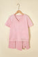 Beau Blue Mineral Wash V Neck Tee Matching Skort Set