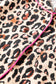 Light French Beige Leopard Print Contrast Trim Long Sleeve Shirt Drawstring Ruffle Hem Short Set