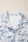 Beige Camouflage Print Lapel Shirt Drawstring 2pcs Short Pajama Set