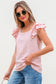 Beau Blue Textured Bow Knot Frilled Butterfly Sleeve Blouse