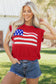 Sky Blue Flag Graphic Short Sleeve Sweater Top