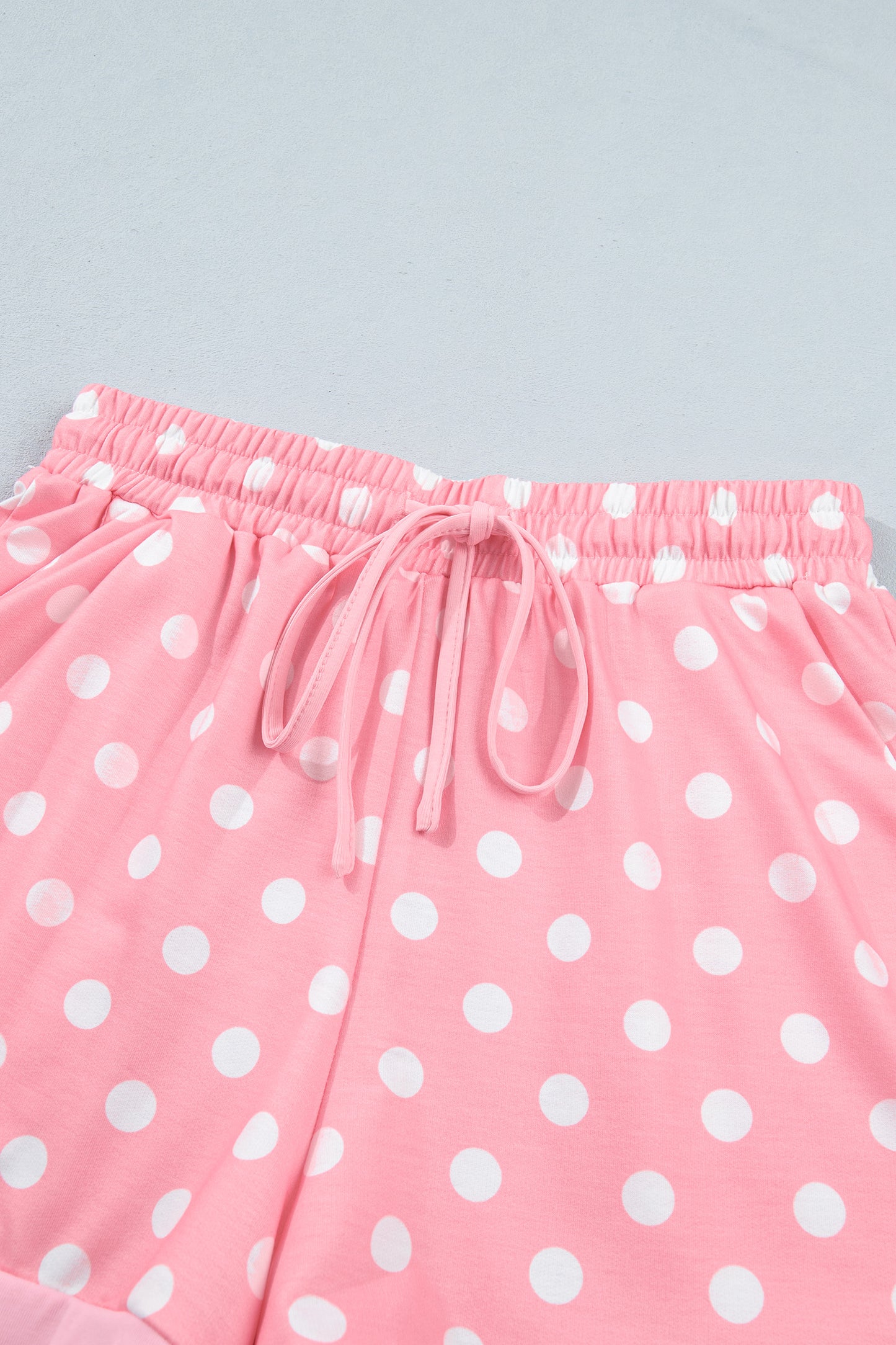 Green Polka Dot Oversized Top Drawstring Short Set