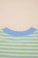 Yellow Stripe Color Block Detail Long Sleeve Pullover Elastic Waist Pull On Shorts 2pcs Set