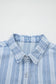 Sky Blue Stripe Boyfriend Chest Pocket Classic Denim Shacket