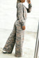 Multicolour Camouflage Print Long Sleeve Top Loose 2pcs Pants Set
