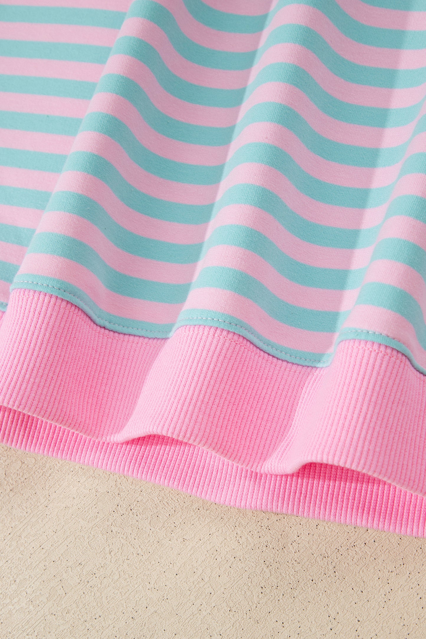 Yellow Stripe Color Block Detail Long Sleeve Pullover Elastic Waist Pull On Shorts 2pcs Set