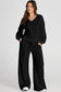 Black V Neck Cropped Seamed High Waist Sports Wear