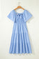 Beau Blue Flowy Short Sleeve Lace Detail Square Neck Tiered Midi Dress