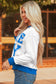 Black GAME DAY Letter Graphic Varsity Striped Detail Baggy Sweatshirt