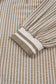 Khaki Stripe Zip up Collared Puff Sleeve Ruffled Plus Size Mini Dress