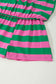Pink Stripe Dolman Tee Drawstring Skort Athletic 2pcs Set