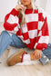 Orange Checkered Bishop Sleeve Sweater