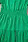 Bright Green Solid Color V Neck Short Puff Sleeve High Waist Tiered Maxi Dress