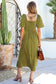 Green Polka Dot Print Lacy Neckline Smocked High Waist Maxi Dress