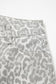 Gray Leopard Frayed Edge Wide Leg High Waist Jeans