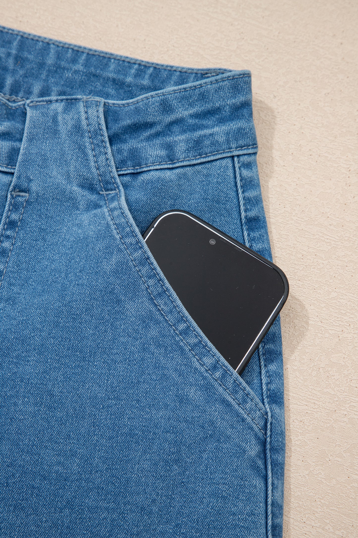 Dark Brown Retro Washed Patch Pocket Loose Jeans