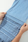 Beau Blue Ruffled Hem Wide Leg Chambray Pants