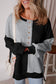 Grass Green Colorblock Henley High Low Oversize Sweatshirt