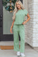 Canton Cuffed Short Sleeve Tee Raw Seam Patch Pocket Drawstring Pants Set