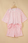 Sky Blue Exposed Seam Detail Polka Dot Loose Tee Drawstring Shorts Set