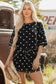 Sky Blue Exposed Seam Detail Polka Dot Loose Tee Drawstring Shorts Set