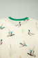 Beige Mallard Printed Colorblock Trim Short Set