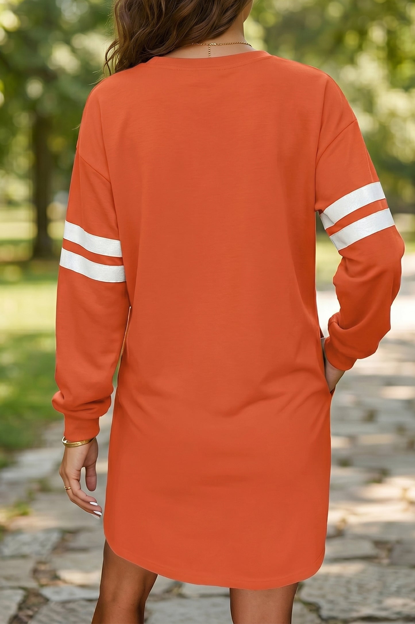 Black Varsity Contrast Banded Sleeve Shift Sweatshirt Dress