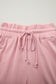 Light Pink Solid Color Loose Tee Drawstring Wide Leg Pants 2pcs Outfit