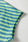 Red Stripe Colorblock Trim V Neck Tee Drawstring Elastic Waist Short Set