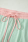 Yellow Cream Plus Size Ribbed Color Block Trim Drawstring Shorts 2pcs Set