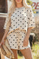 Sky Blue Exposed Seam Detail Polka Dot Loose Tee Drawstring Shorts Set