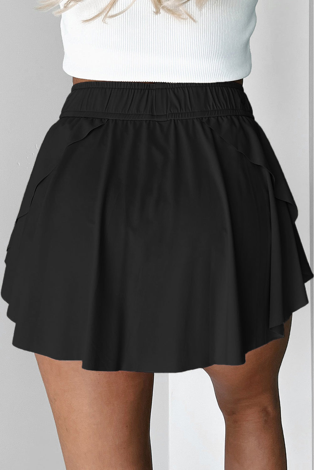 Light Green Drawstring Elastic Waistband Lined Tennis Skorts