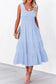 Green Shirred Pleated Square Neck Sleeveless Midi Dress