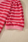 Red Stripe Puff Short Sleeve T Shirt Matching Shorts Set