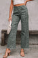 Gray Leopard Frayed Edge Wide Leg High Waist Jeans