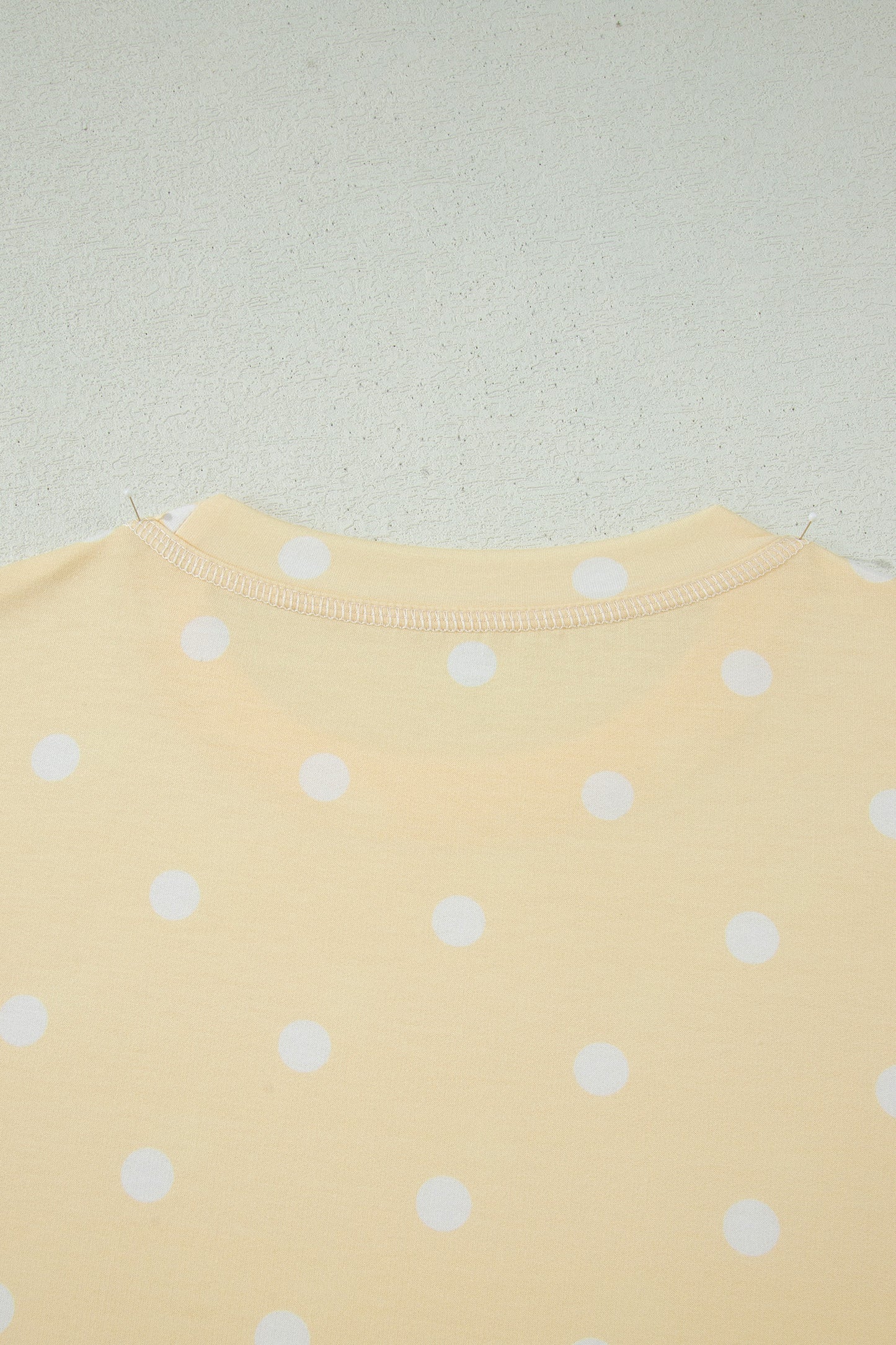 Sky Blue Exposed Seam Detail Polka Dot Loose Tee Drawstring Shorts Set