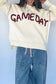 Beige Drop Shoulder Game Day Letter Print Pullover Sweater