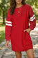 Black Varsity Contrast Banded Sleeve Shift Sweatshirt Dress
